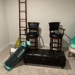 Wood And Leather Bar Stools