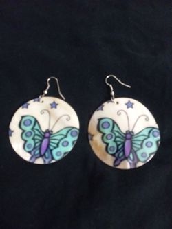 Round Butterfly Dangle Earrings