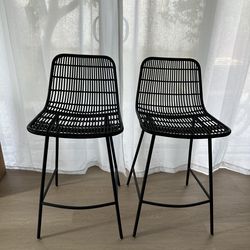 Rattan Counter Stools Black (set of 2)