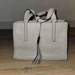 Kate Spade Pebbled Leather Satchel Bag Taupe Grey