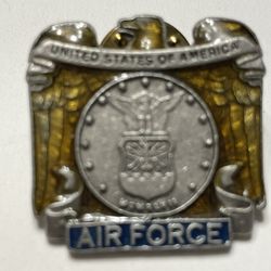 Vintage Pewter Enamel United States of America Air Force Lapel Pin USAF Badge!
