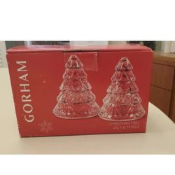 GORHAM CRYSTAL SALT & PEPPER SHAKERS CHRISTMAS 🎄 TREES