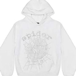 SP5der Hoodie White Rhinestones 