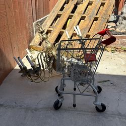 Chandelier and kids shoping cart