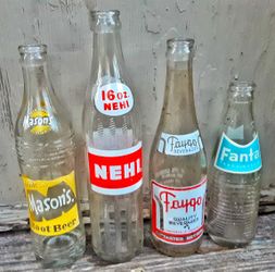 Antique 1960s vintage pop soda bottle collection masons root beer nehi faygo and fanta !