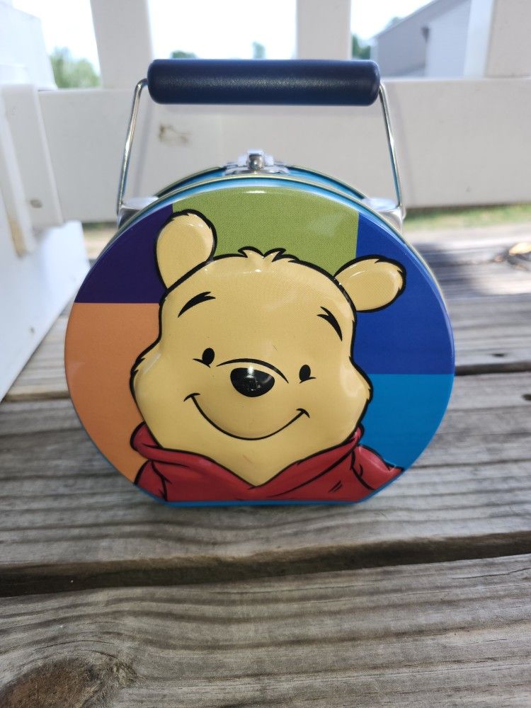 Vintage Disney Whinnie The Pooh Round Tin Lunchbox