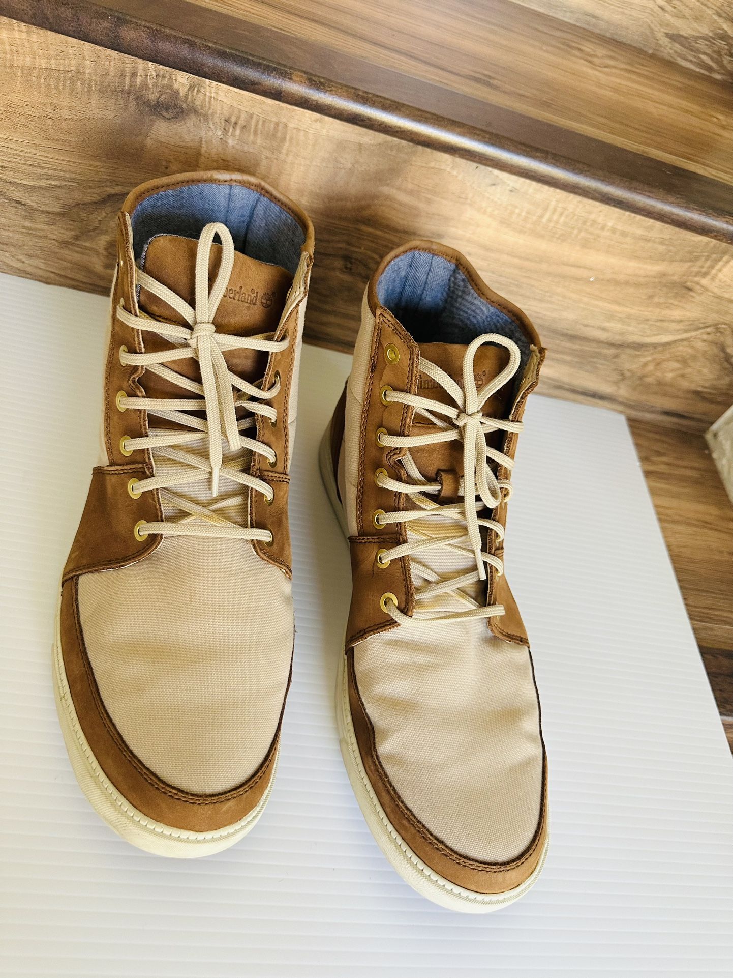 Mens Timberland Earthkeepers Brown Leather Textile Lace Up Boots Size 12