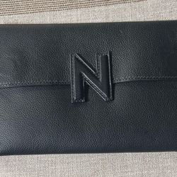 New Aline Seiler  black leather clutch purse