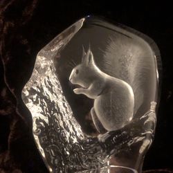 Mats Jonasson Squirrel Crystal Sculpture 