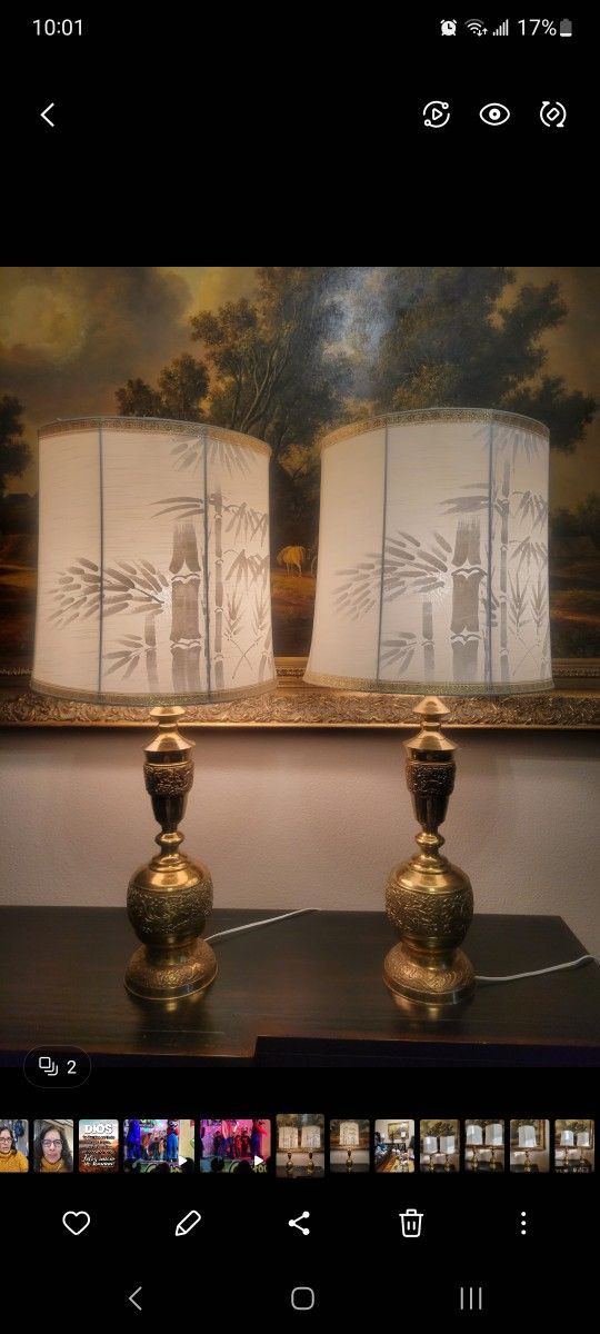 Set of two Hollywood Regency Brass Lamps-Taking the best offer