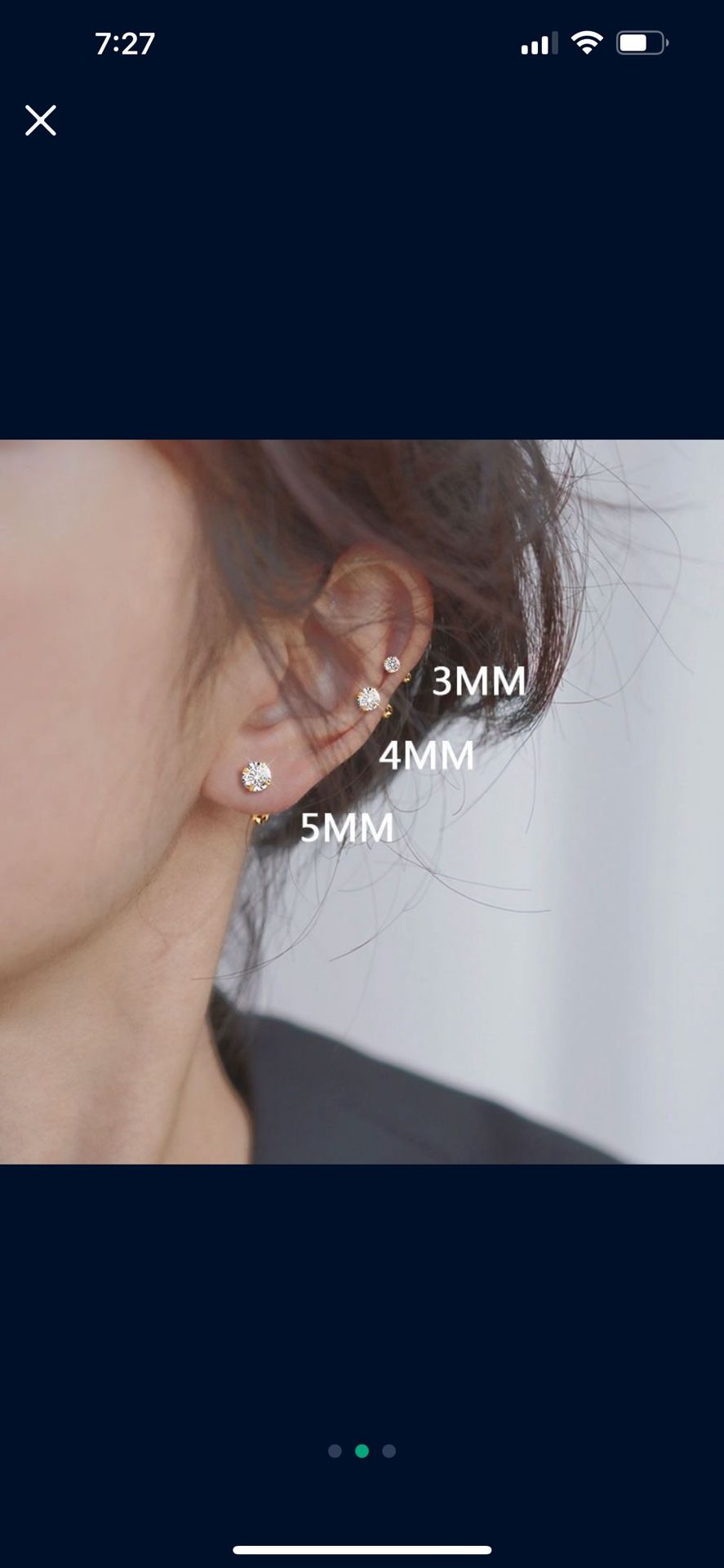 925 silver s tud Set 3mm,4mm, And 5mm