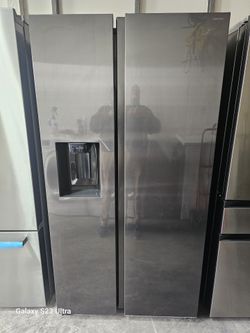 REFRIGERATOR SXS SAMSUNG BLACK STAINLESS STEEL NEW OPEN BOX