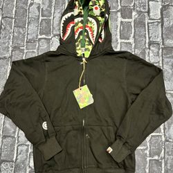 Bape Black double hood zip up jacket