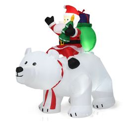 Waterproof & Easy Set Up Inflatable Polar Bear with Santa