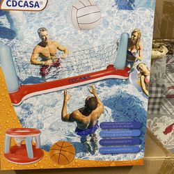 Inflatable volleyball court and basketball pool toys