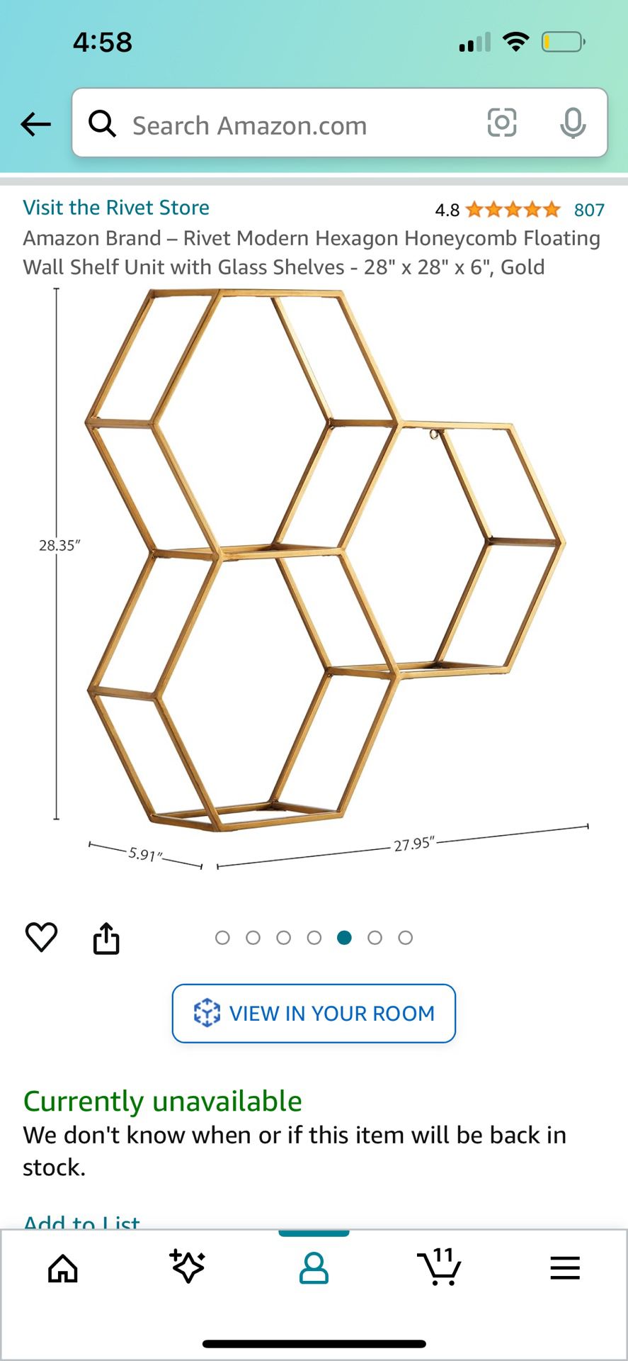 Gold Hexagon Floating Shelves