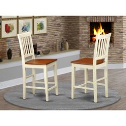 2, solid wood counter height stools with buttermilk and Cherry finish