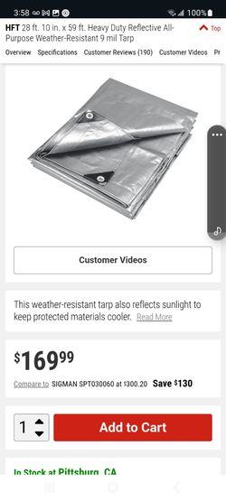 28' 10" x 59' heavy duty reflective 9 mil tarp