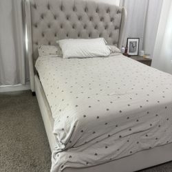 Beige Queen Bed frame 