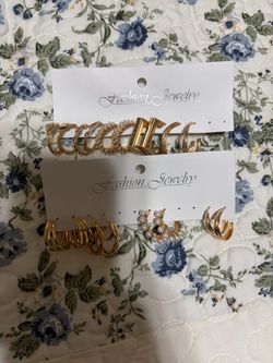 Gold-Tone Fashion Jewelry Ring and Earring Sets