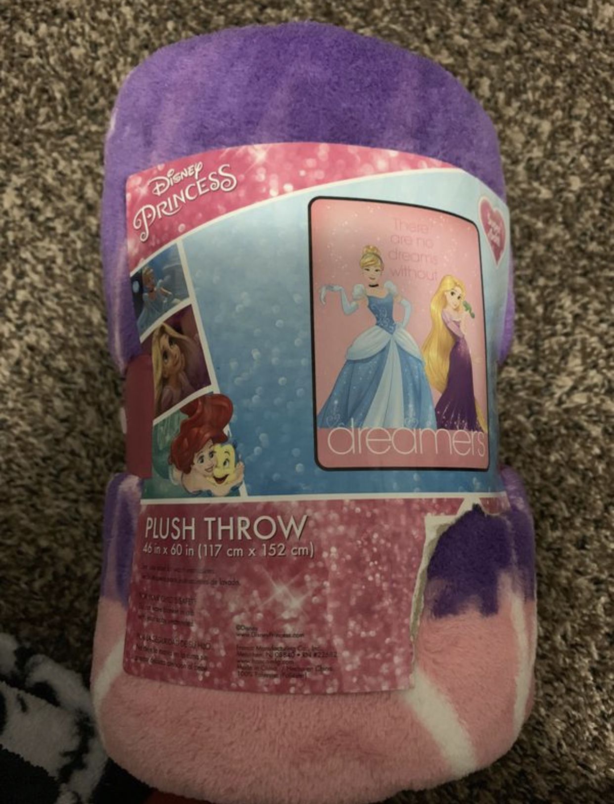 Disney Princess Rapunzel Cinderella plush throw blanket