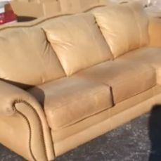 Camel Leather Sofa 