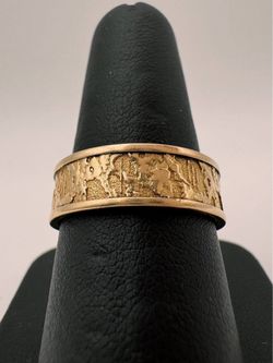 Jewelry 18k Rose Gold Organic Texture Band Ring 7mm Size 8.75