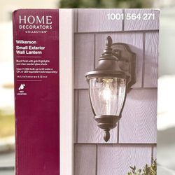 HDC Wilkerson 14in. 1-Light Hardwired Black Outdoor Wall Light Lantern Sconce 