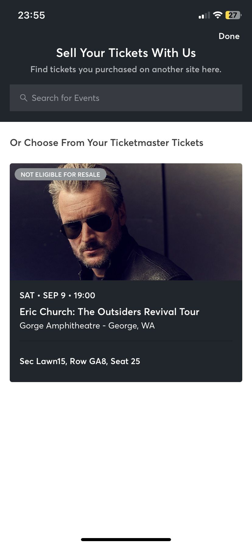 Eric Church Ticket