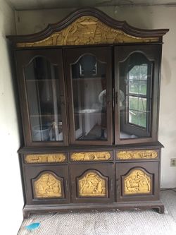 Antique dishes show drawer