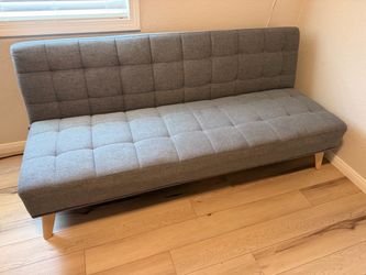 Gray Mid-Century Futon Sofa Bed – Converts to Bed