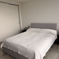 Queen Frame Bed + Matress + Topper