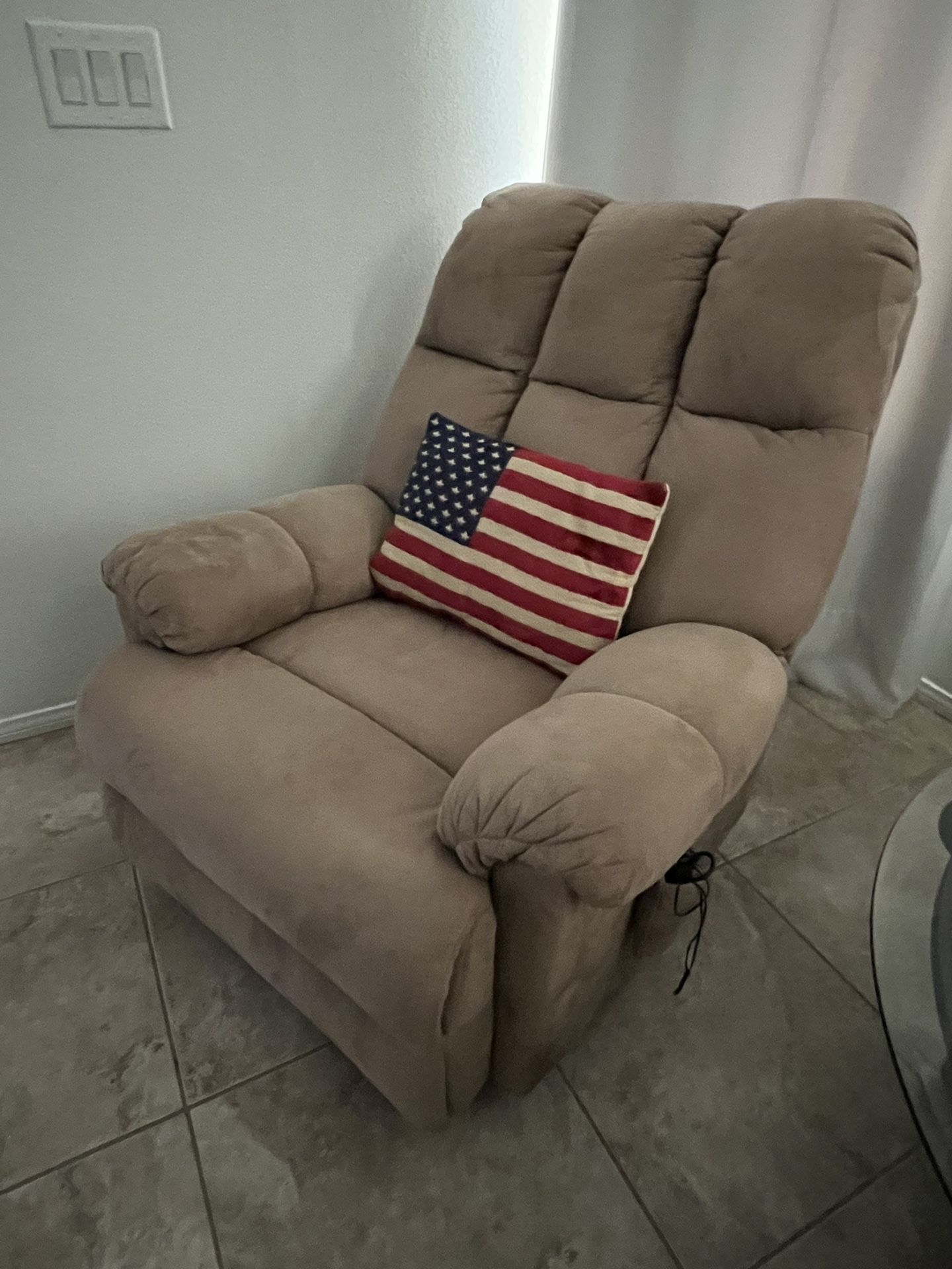 Recliner Rocking Sofa Chair - Tan Suede