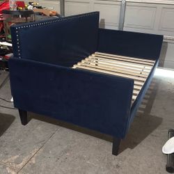 velvet blue twin size bedframe