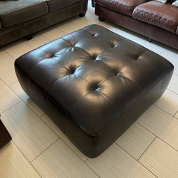 Genuine Leather Ottoman Black Padded 42x42x19 Inches Exellent Condition