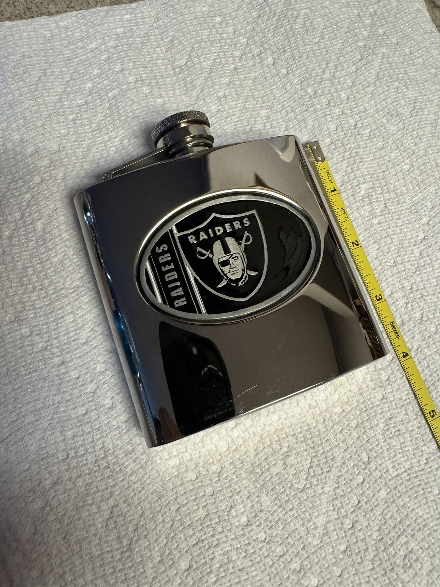 TWO Stainless Steel Hip Flasks -Raiders