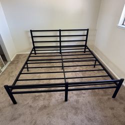 Cal-King Metal Bed Frame with Headboard & Footboard