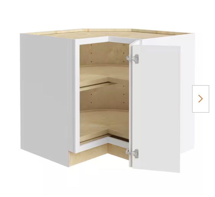 36x34.5x24 in. Plywood Shaker EZ Reach Base Corner Kitchen Cabinet Left in Painted white