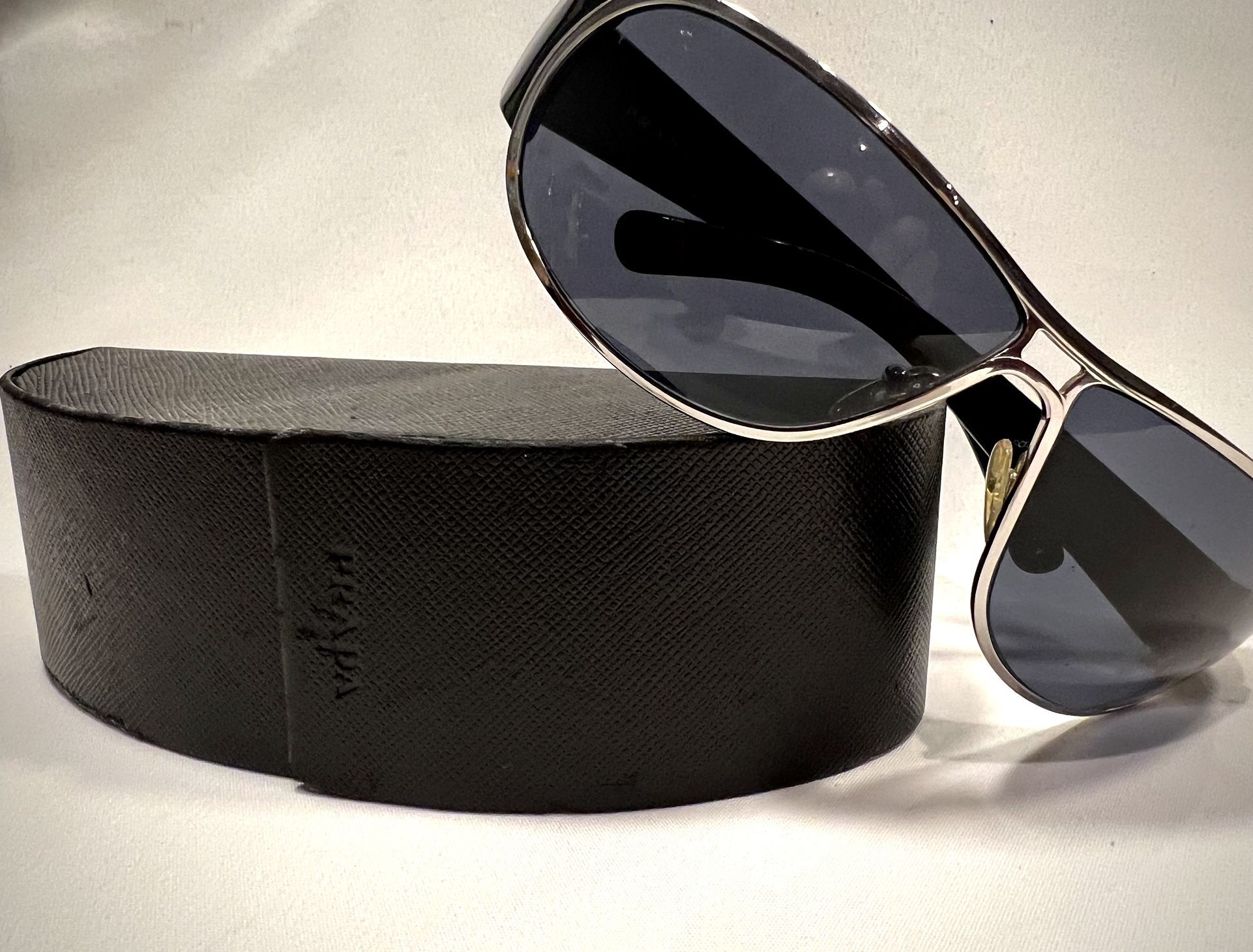 Vintage PRADA Sunglasses - SPR 70G - Silver/Black Frame - Original Case