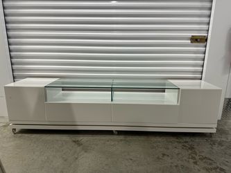 White Gloss TV Stand with Glass Top