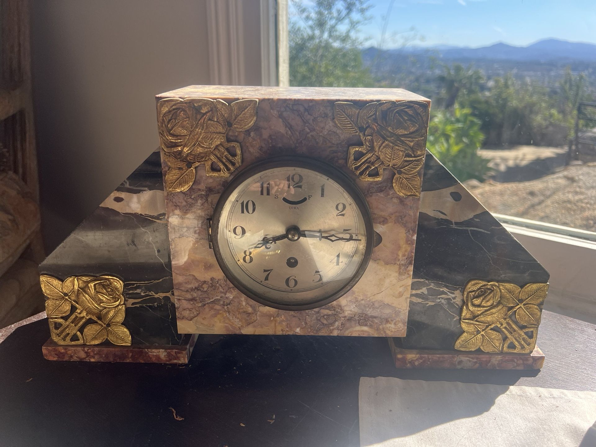 Antique Pink Marble Clock