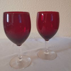 Set of 2 Beautiful Ruby Red Wine/water Goblets