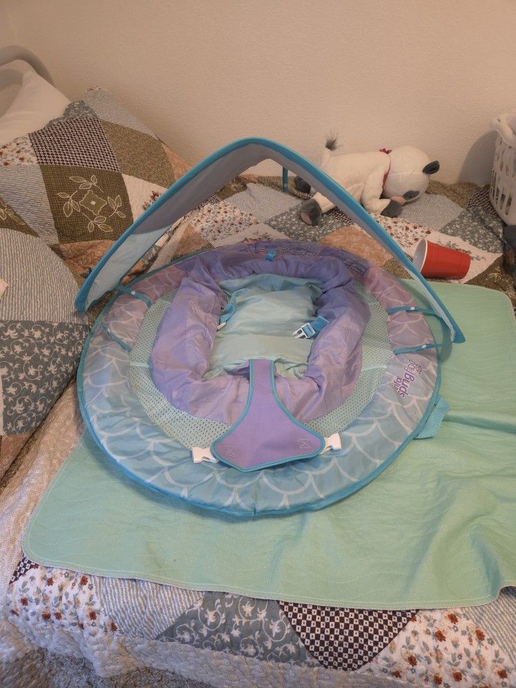 Swimways Infant Spring Float, Baby Pool Float with Canopy & UPF Protection