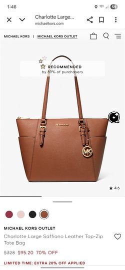 Michael Kors Charlotte Large Saffiano Leather Top-Zip Tote Bag