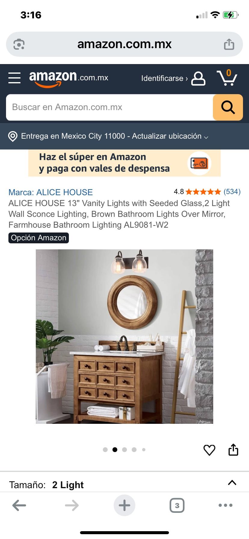 13” Vanity Lights With Seeded Glass Design