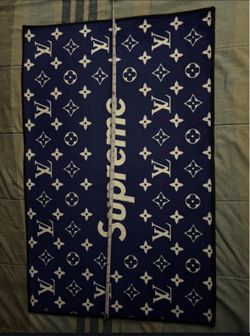 LV supreme blue soft rug