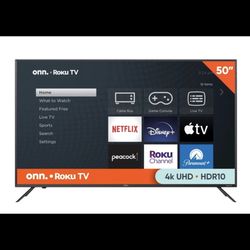 onn. 50” Class 4K UHD (2160P) LED Roku Smart TV HDR 