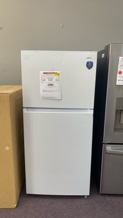 Midea Fingerprint Resistant 20.5-cu ft Standard-Depth 30-in Wide Top-Freezer Refrigerator (White ) Garage Ready ENERGY STAR Certified