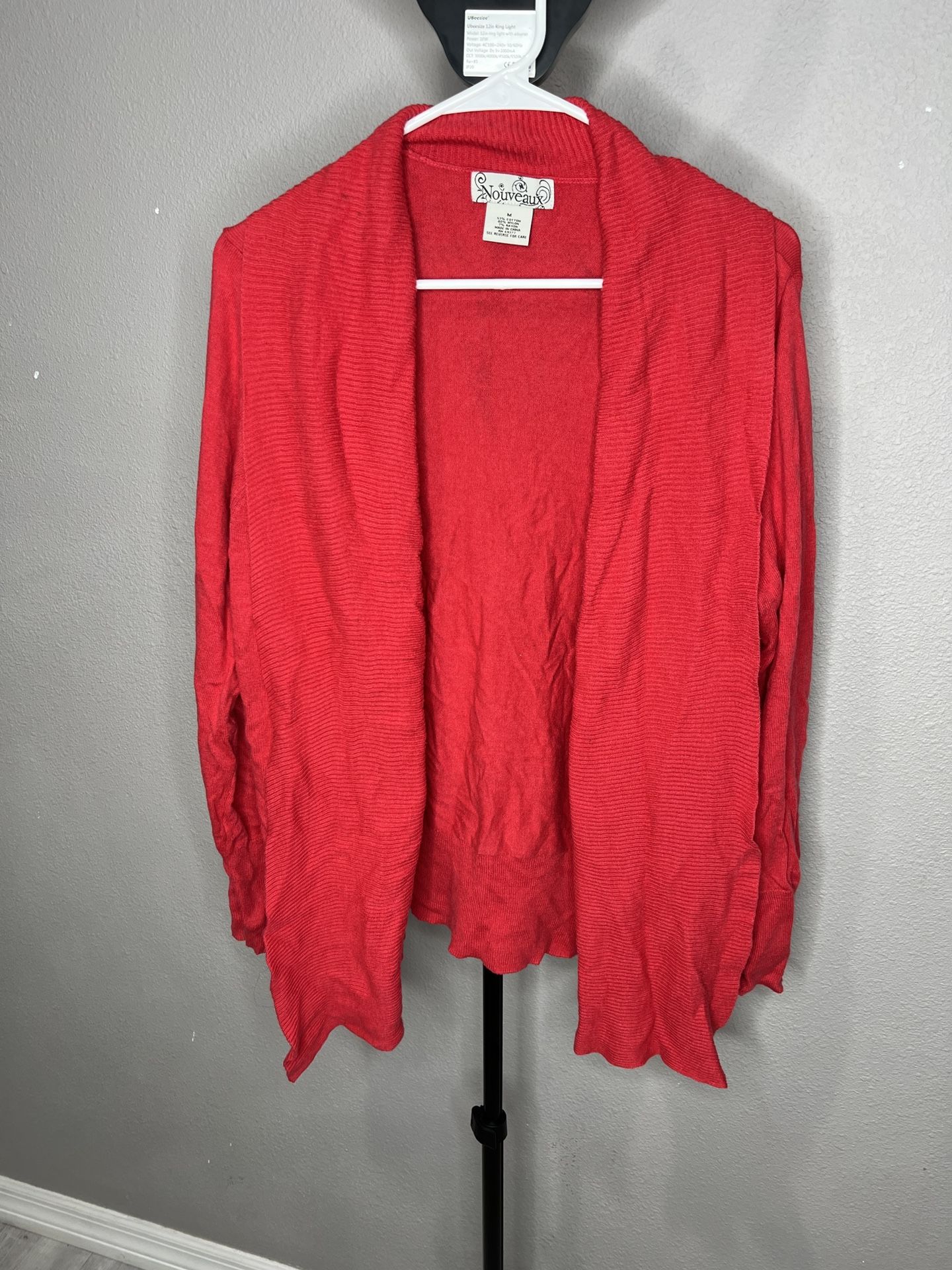 Nouveaux Red Sweater Cardigan Size Medium