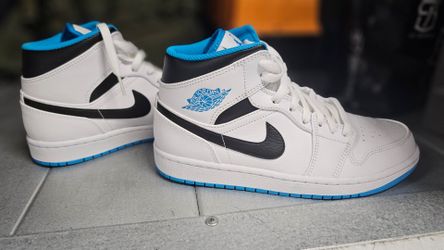 White / Laser Blue Jordans Mids